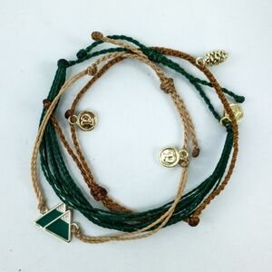 Pura Vida Happy Trails Mountain Pine Cone Gold Charm Bracelet Set